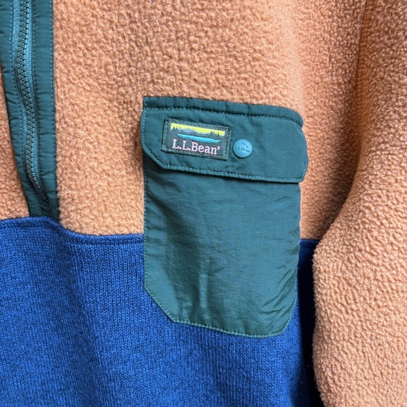 L.L. Bean 1/4 Zip Fleece Jacket in Rust Blue Green Kangaroo Pocket Men’s XL Tall - Picture 6 of 9